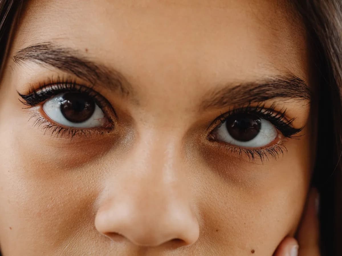 Close-up of a woman's eyes showing the under-eye area
