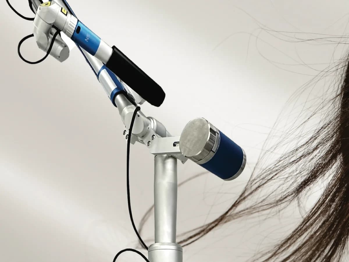 Qyros Q-switched Nd:YAG laser with its articulated arm and touch screen